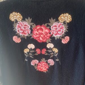 Torrid Black Sweater long cardigan with Floral Embroidery 00